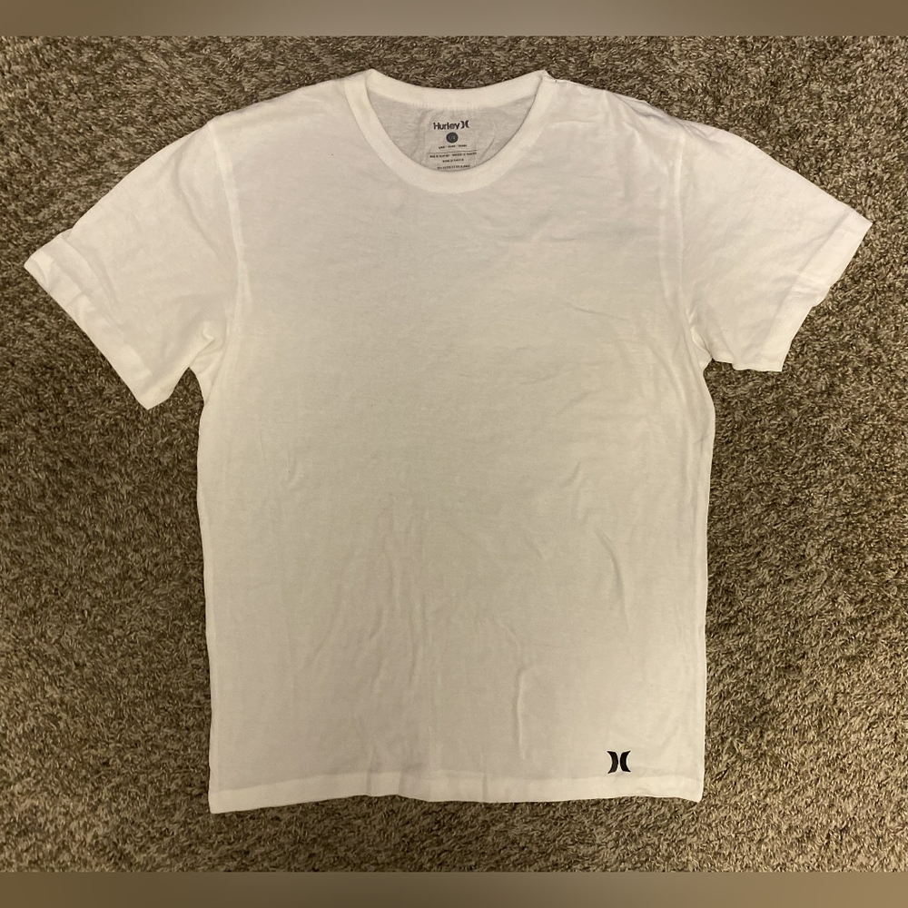 Hurley Men’s White Short Sleeve Cotton Blend Crewneck T-Shirt Size L